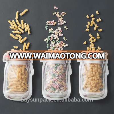 Newest custom order food prep packing plastic PE plastic bags for snacks mason jar plastic bags